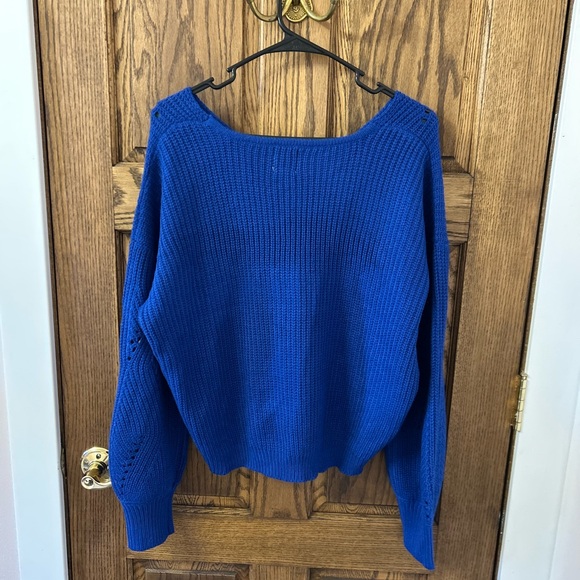 Blue Rain Francesca’s Royal Blue V-Neck Knitted Sweater Women’s Medium NWOT - Picture 7 of 7